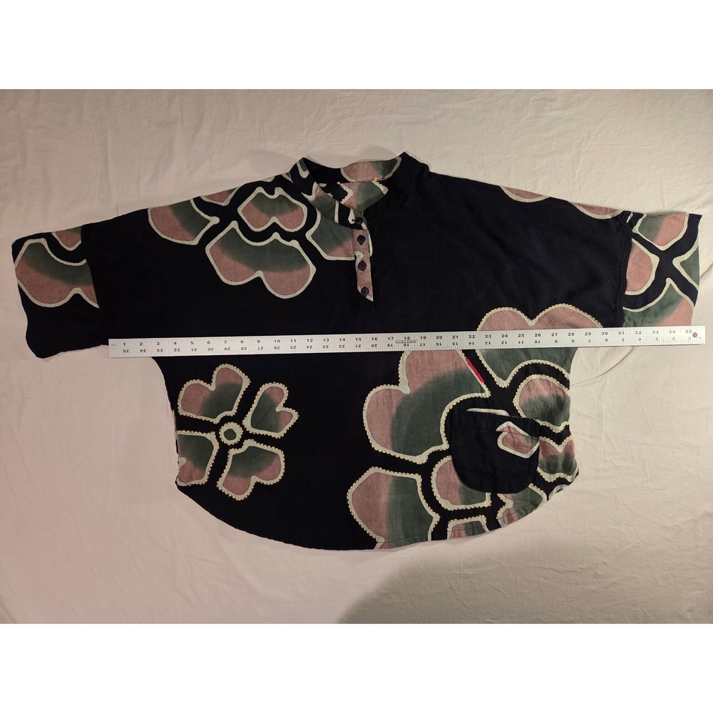 Boho Women's Boxy Pullover Short Sleeve Blouse 100% Cotton Embroidered Hippie - Picture 5 of 12